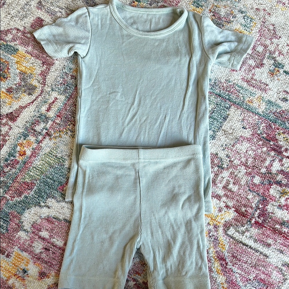 Ribbed Short Sleeve Top and Pants Set